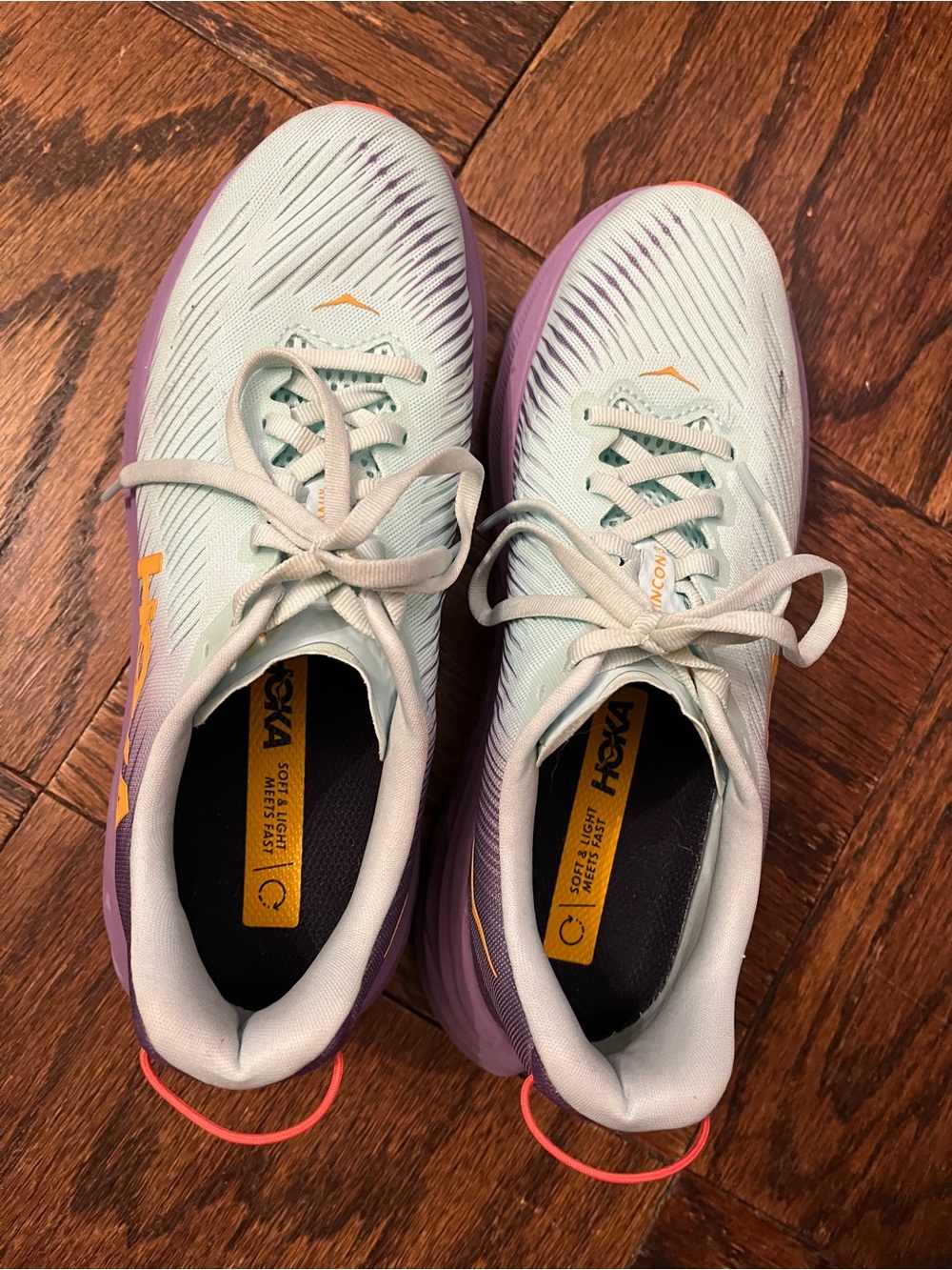 Hoka One One Women's Mint Green & Purple Running Shoes - Picture 6 of 6